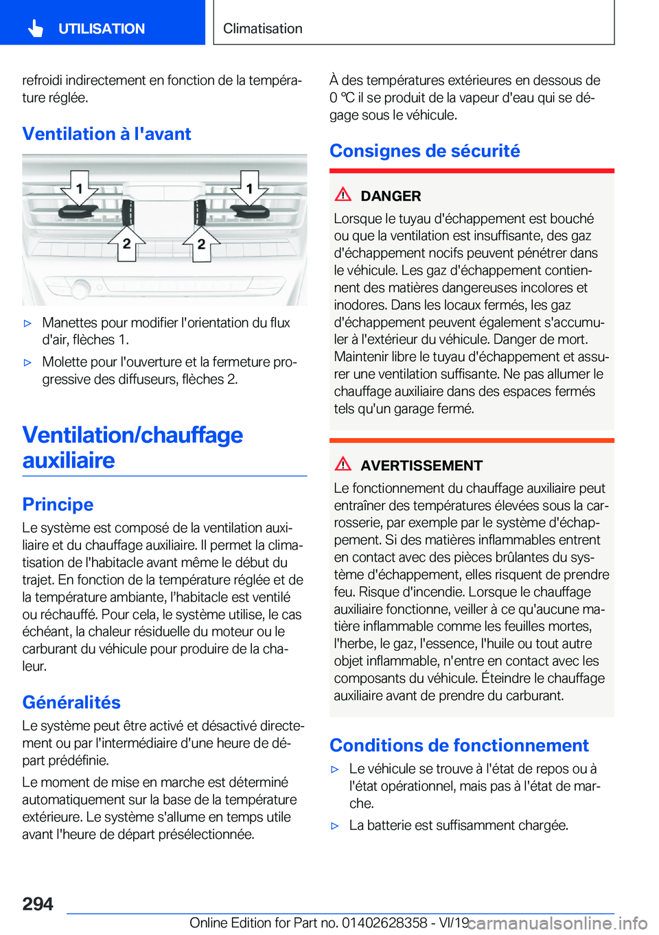 BMW 8 SERIES COUPE 2020  Notices Demploi (in French) �r�e�f�r�o�i�d�i��i�n�d�i�r�e�c�t�e�m�e�n�t��e�n��f�o�n�c�t�i�o�n��d�e��l�a��t�e�m�p�é�r�aj
�t�u�r�e��r�é�g�l�é�e�.
�V�e�n�t�i�l�a�t�i�o�n��