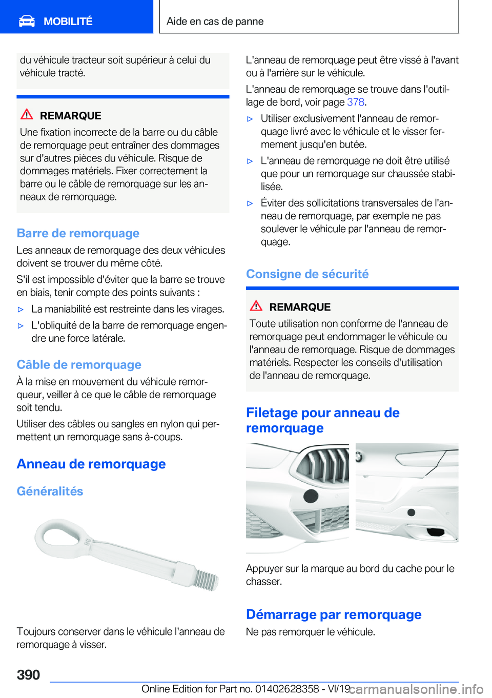 BMW 8 SERIES COUPE 2020  Notices Demploi (in French) �d�u��v�é�h�i�c�u�l�e��t�r�a�c�t�e�u�r��s�o�i�t��s�u�p�é�r�i�e�u�r��