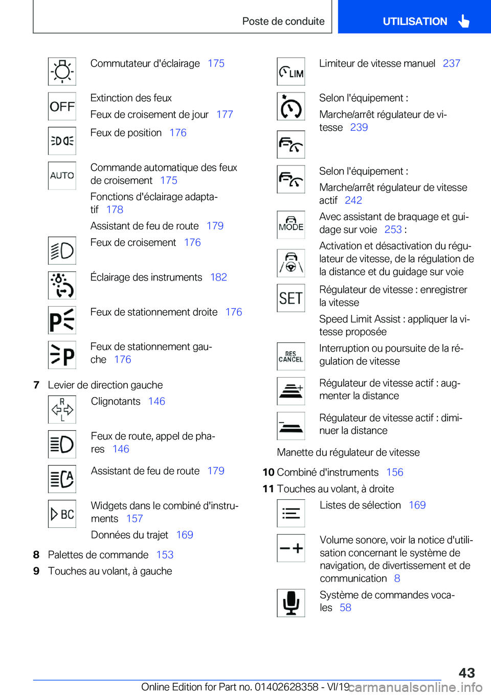 BMW 8 SERIES COUPE 2020  Notices Demploi (in French) �C�o�m�m�u�t�a�t�e�u�r��d�'�é�c�l�a�i�r�a�g�e\_�1�7�5�E�x�t�i�n�c�t�i�o�n��d�e�s��f�e�u�x
�F�e�u�x��d�e��c�r�o�i�s�e�m�e�n�t��d�e��j�o�u�r\_ �1�7�7�F�e�u�x��d�e��p�o�s�i�t�i�o�n\_�