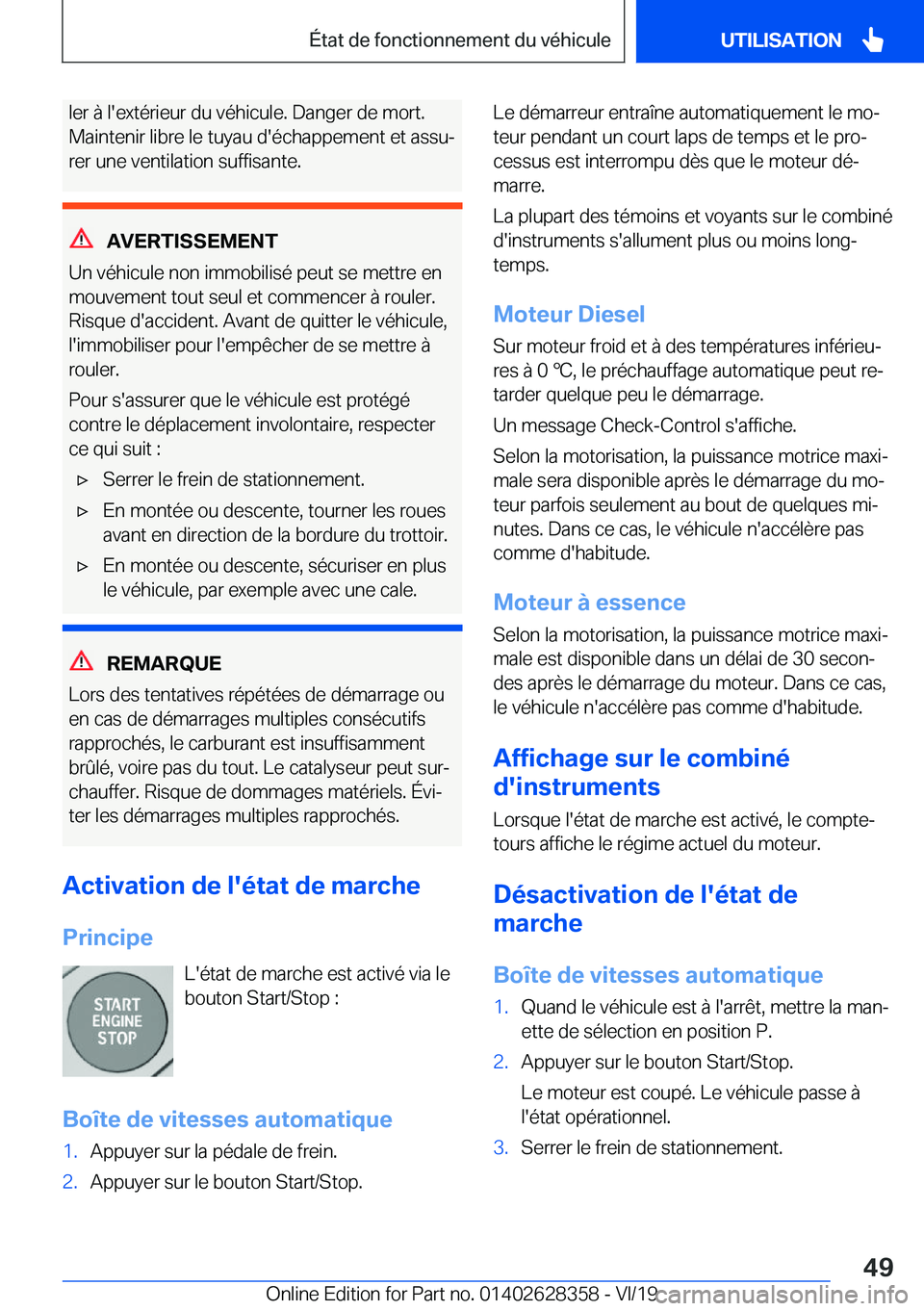BMW 8 SERIES COUPE 2020  Notices Demploi (in French) �l�e�r��
