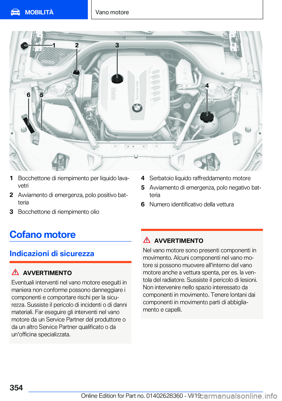 BMW 8 SERIES COUPE 2020  Libretti Di Uso E manutenzione (in Italian) �1�B�o�c�c�h�e�t�t�o�n�e��d�i��r�i�e�m�p�i�m�e�n�t�o��p�e�r��l�i�q�u�i�d�o��l�a�v�aª
�v�e�t�r�i�2�A�v�v�i�a�m�e�n�t�o��d�i��e�m�e�r�g�e�n�z�a�,��p�o�l�o��p�o�s�i�t�i�v�o��b�a�tª
�t�e�r�i