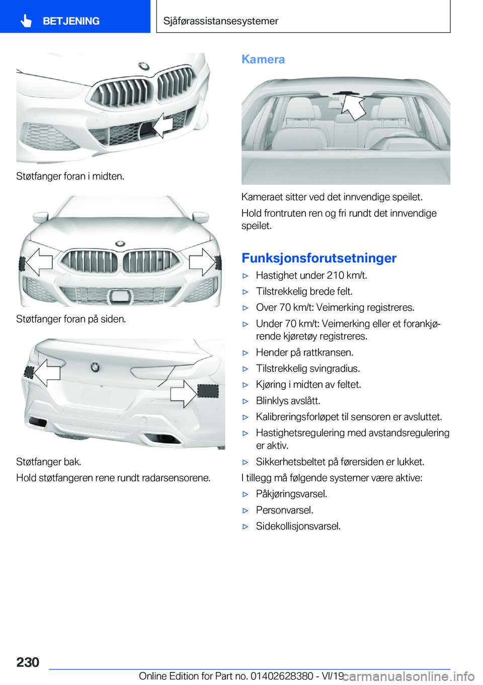 BMW 8 SERIES COUPE 2020  InstruksjonsbØker (in Norwegian) �S�t�