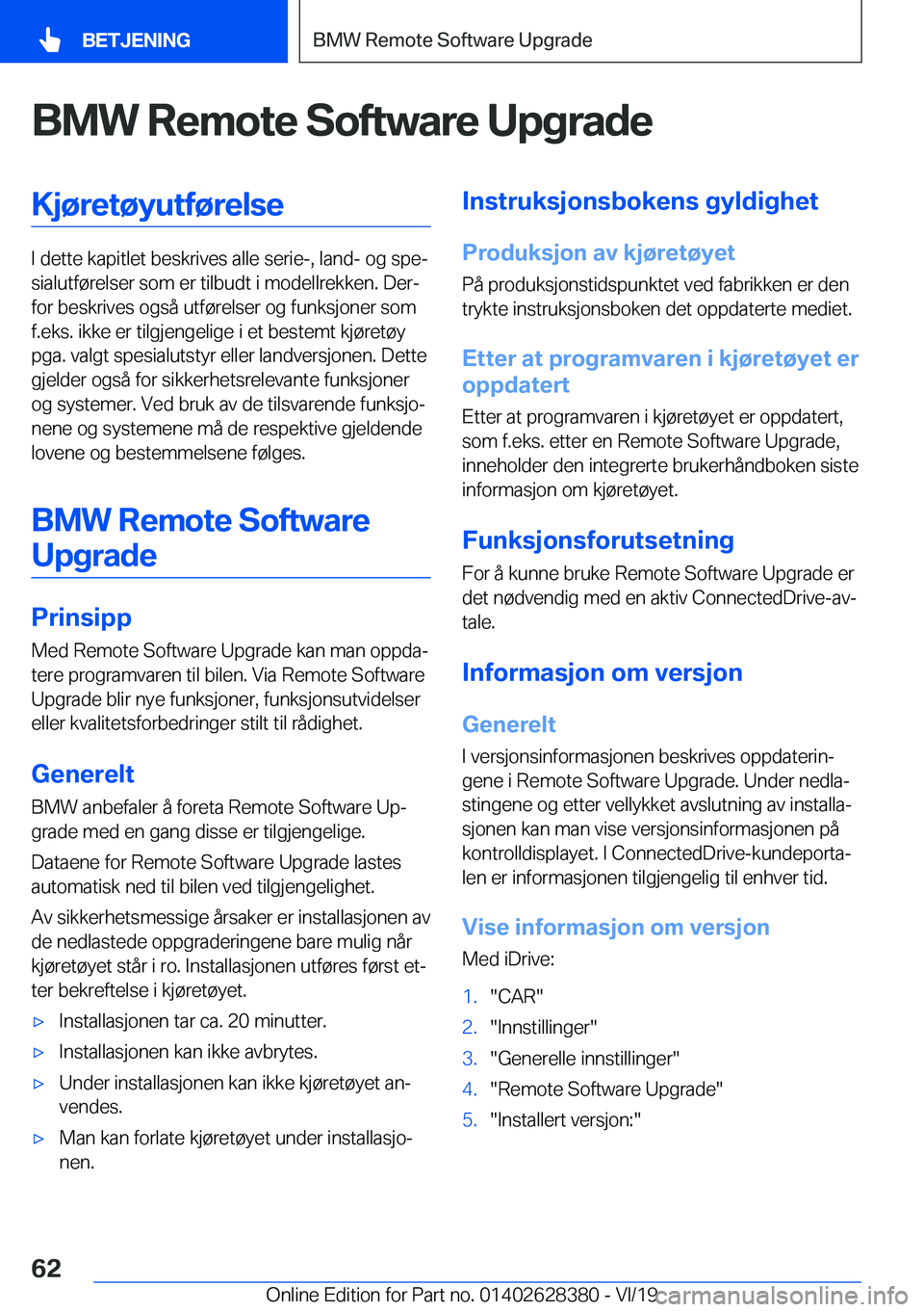 BMW 8 SERIES COUPE 2020  InstruksjonsbØker (in Norwegian) �B�M�W��R�e�m�o�t�e��S�o�f�t�w�a�r�e��U�p�g�r�a�d�e�K�j�