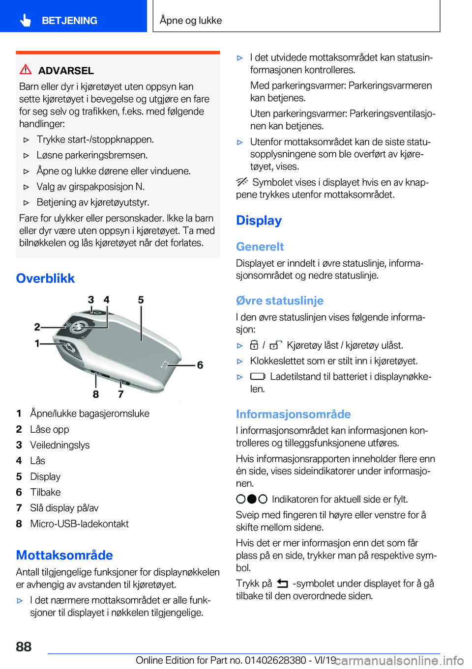 BMW 8 SERIES COUPE 2020  InstruksjonsbØker (in Norwegian) �A�D�V�A�R�S�E�L
�B�a�r�n��e�l�l�e�r��d�y�r��i��k�j�