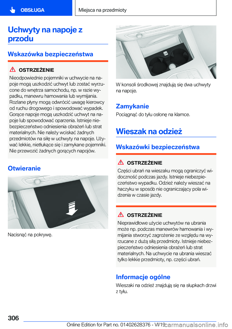 BMW 8 SERIES COUPE 2020  Instrukcja obsługi (in Polish) �U�c�h�w�y�t�y��n�a��n�a�p�o�j�e��z�p�r�z�o�d�u
�W�s�k�a�z�