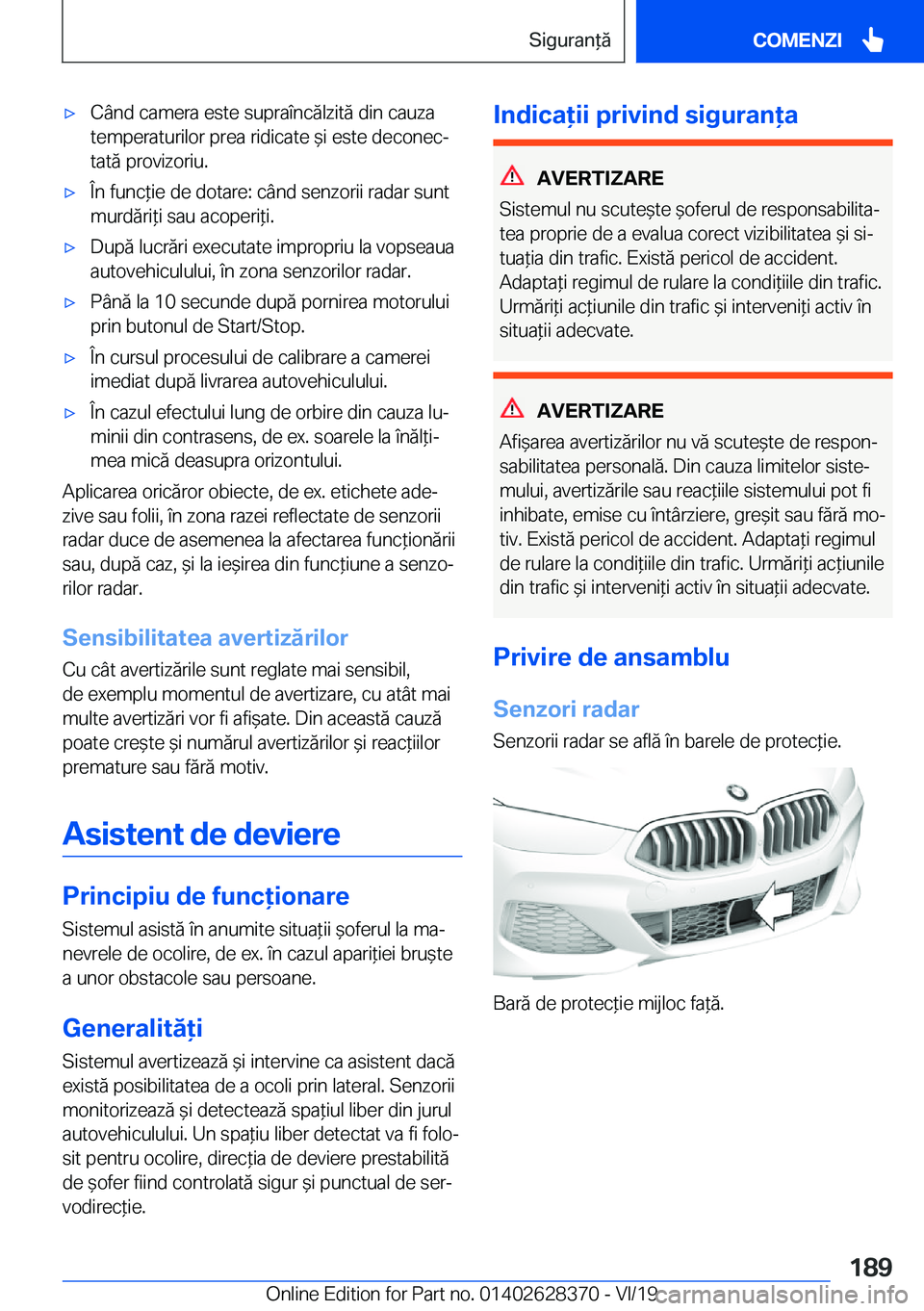 BMW 8 SERIES COUPE 2020  Ghiduri De Utilizare (in Romanian) 'x�C�