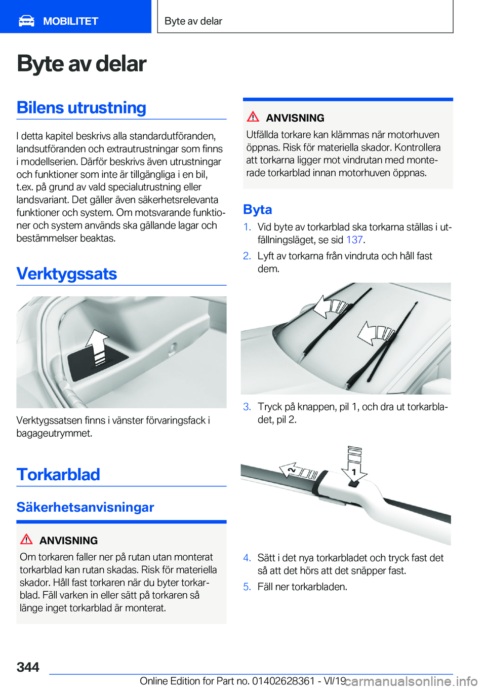 BMW 8 SERIES COUPE 2020  InstruktionsbÖcker (in Swedish) �B�y�t�e��a�v��d�e�l�a�r�B�i�l�e�n�s��u�t�r�u�s�t�n�i�n�g
�I��d�e�t�t�a��k�a�p�i�t�e�l��b�e�s�k�r�i�v�s��a�l�l�a��s�t�a�n�d�a�r�d�u�t�f�