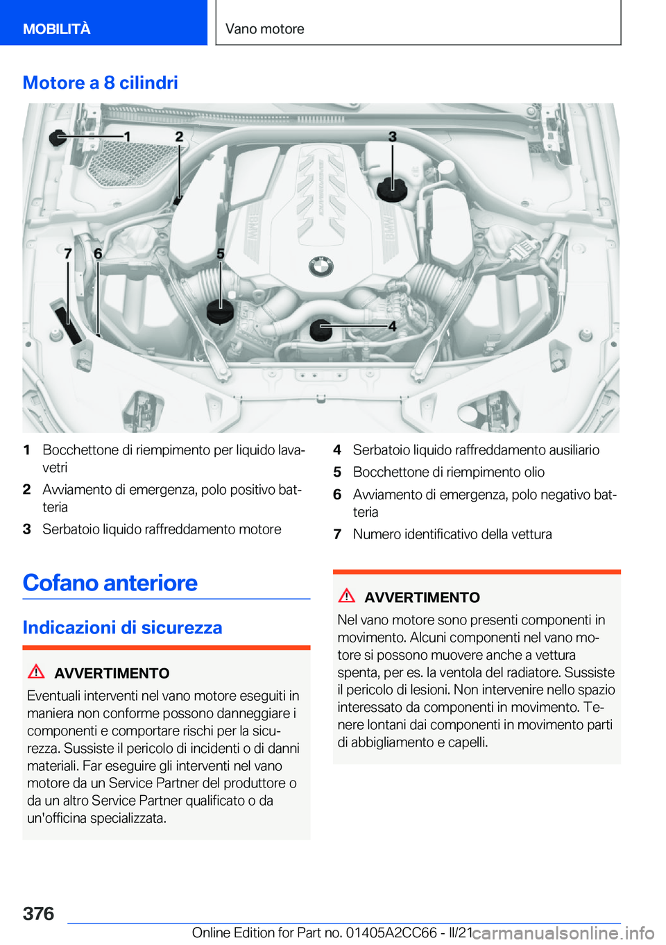 BMW 8 SERIES GRAN COUPE 2022  Libretti Di Uso E manutenzione (in Italian) �M�o�t�o�r�e��a��8��c�i�l�i�n�d�r�i�1�B�o�c�c�h�e�t�t�o�n�e��d�i��r�i�e�m�p�i�m�e�n�t�o��p�e�r��l�i�q�u�i�d�o��l�a�v�aª
�v�e�t�r�i�2�A�v�v�i�a�m�e�n�t�o��d�i��e�m�e�r�g�e�n�z�a�,��p�o�l�o