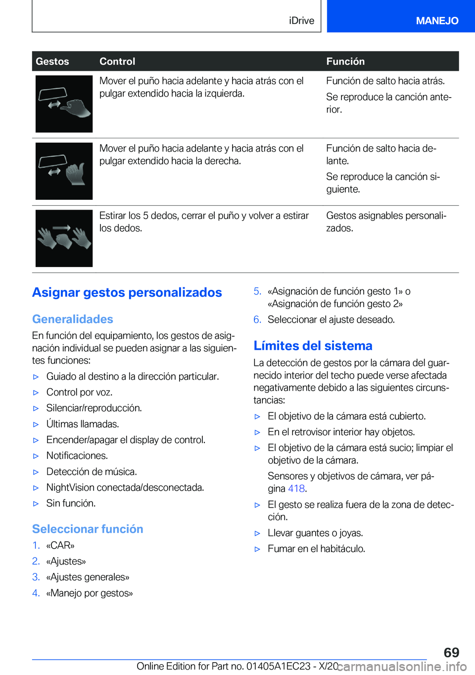 BMW 8 SERIES GRAN COUPE 2021  Manuales de Empleo (in Spanish) �G�e�s�t�o�s�C�o�n�t�r�o�l�F�u�n�c�i�