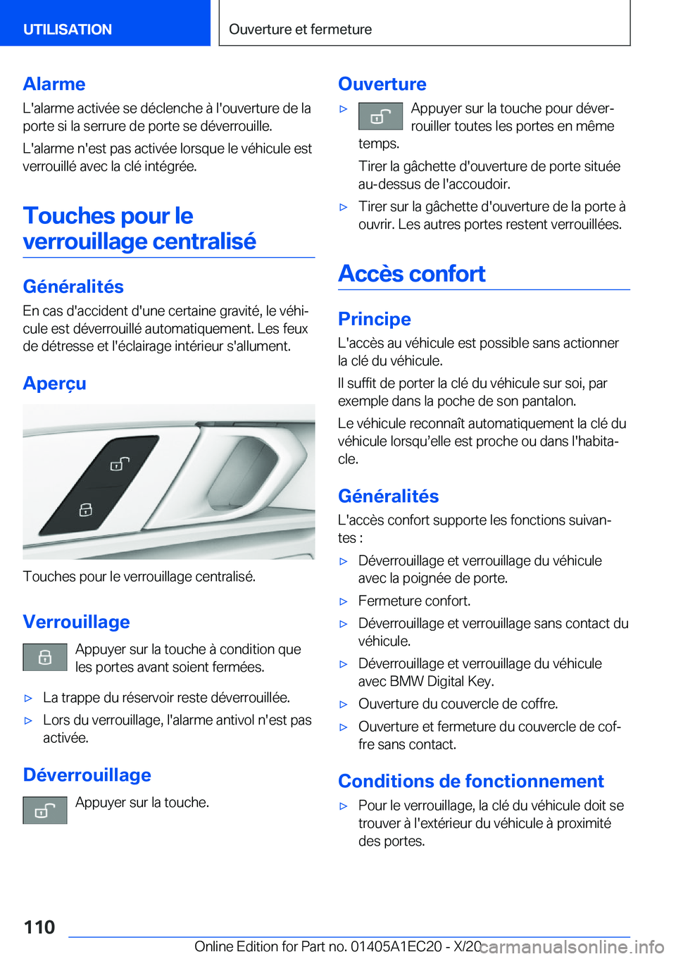 BMW 8 SERIES GRAN COUPE 2021  Notices Demploi (in French) �A�l�a�r�m�e�L�'�a�l�a�r�m�e��a�c�t�i�v�é�e��s�e��d�é�c�l�e�n�c�h�e��
