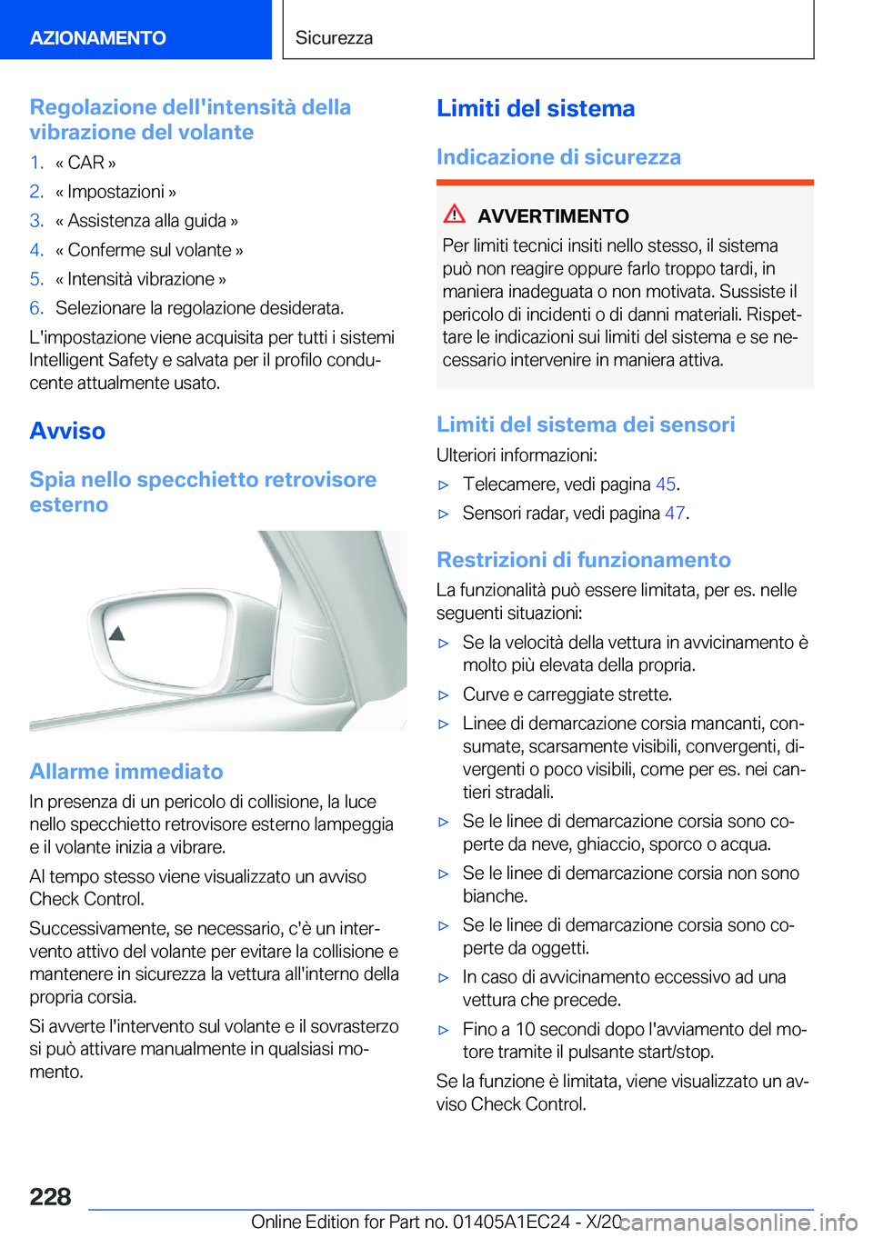 BMW 8 SERIES GRAN COUPE 2021  Libretti Di Uso E manutenzione (in Italian) �R�e�g�o�l�a�z�i�o�n�e��d�e�l�l�'�i�n�t�e�n�s�i�t�
