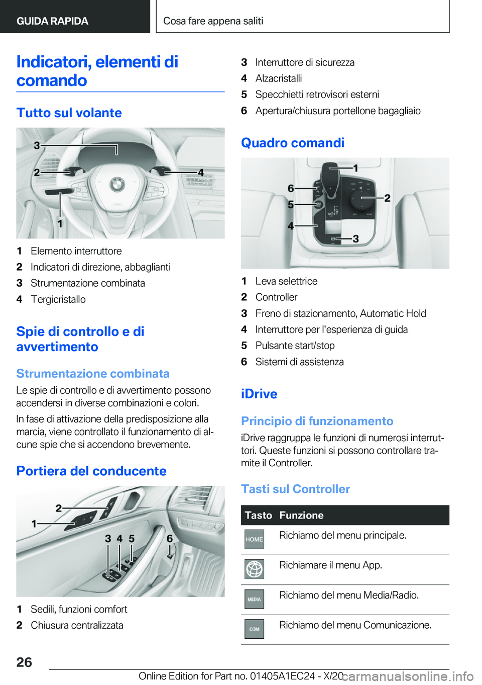 BMW 8 SERIES GRAN COUPE 2021  Libretti Di Uso E manutenzione (in Italian) �I�n�d�i�c�a�t�o�r�i�,��e�l�e�m�e�n�t�i��d�i�c�o�m�a�n�d�o
�T�u�t�t�o��s�u�l��v�o�l�a�n�t�e
�1�E�l�e�m�e�n�t�o��i�n�t�e�r�r�u�t�t�o�r�e�2�I�n�d�i�c�a�t�o�r�i��d�i��d�i�r�e�z�i�o�n�e�,��a�b�b�a