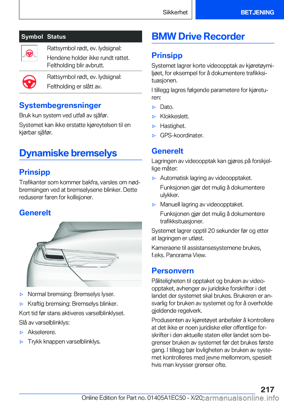 BMW 8 SERIES GRAN COUPE 2021  InstruksjonsbØker (in Norwegian) �S�y�m�b�o�l�S�t�a�t�u�s�R�a�t�t�s�y�m�b�o�l��r�