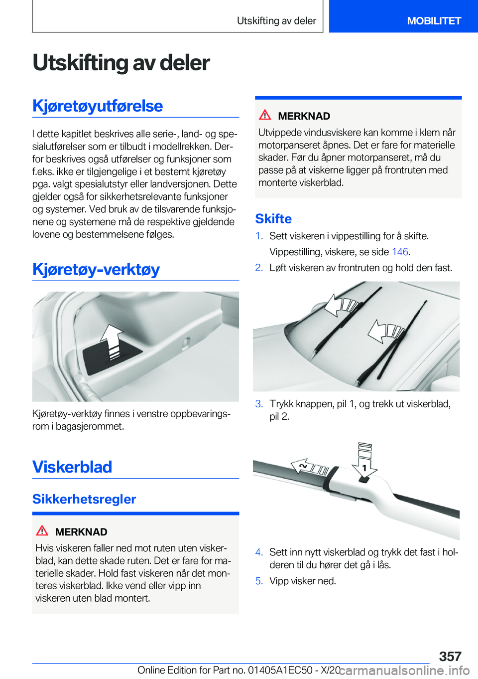 BMW 8 SERIES GRAN COUPE 2021  InstruksjonsbØker (in Norwegian) �U�t�s�k�i�f�t�i�n�g��a�v��d�e�l�e�r�K�j�