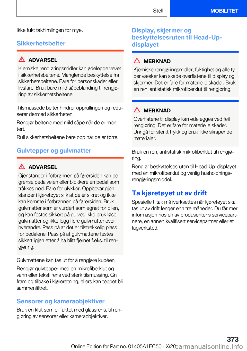 BMW 8 SERIES GRAN COUPE 2021  InstruksjonsbØker (in Norwegian) �I�k�k�e��f�u�k�t��t�a�k�h�i�m�l�i�n�g�e�n��f�o�r��m�y�e�.
�S�i�k�k�e�r�h�e�t�s�b�e�l�t�e�r
�A�D�V�A�R�S�E�L
�K�j�e�m�i�s�k�e��r�e�n�g�j�