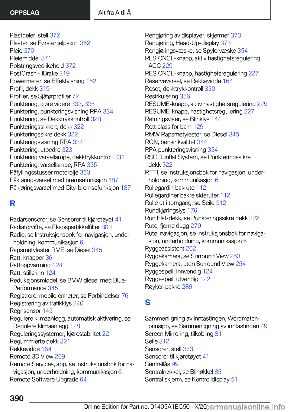 BMW 8 SERIES GRAN COUPE 2021  InstruksjonsbØker (in Norwegian) �P�l�a�s�t�d�e�l�e�r�,��s�t�e�l�l��3�7�2�
�P�l�a�s�t�e�r�,��s�e��F�