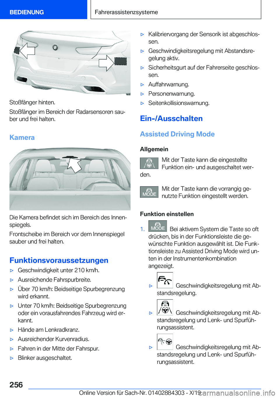 BMW 8 SERIES GRAN COUPE 2020  Betriebsanleitungen (in German) �S�t�o�