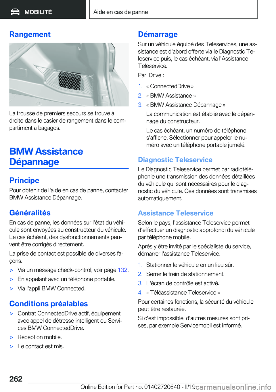 BMW M2 2020  Notices Demploi (in French) �R�a�n�g�e�m�e�n�t
�L�a��t�r�o�u�s�s�e��d�e��p�r�e�m�i�e�r�s��s�e�c�o�u�r�s��s�e��t�r�o�u�v�e��