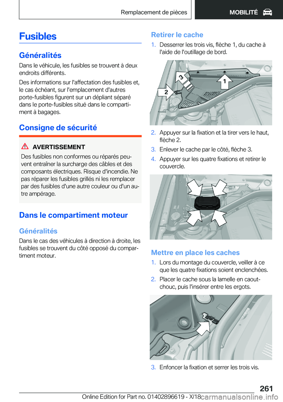 BMW M2 2019  Notices Demploi (in French) �F�u�s�i�b�l�e�s
�G�é�n�é�r�a�l�i�t�é�s�D�a�n�s��l�e��v�é�h�i�c�u�l�e�,��l�e�s��f�u�s�i�b�l�e�s��s�e��t�r�o�u�v�e�n�t��