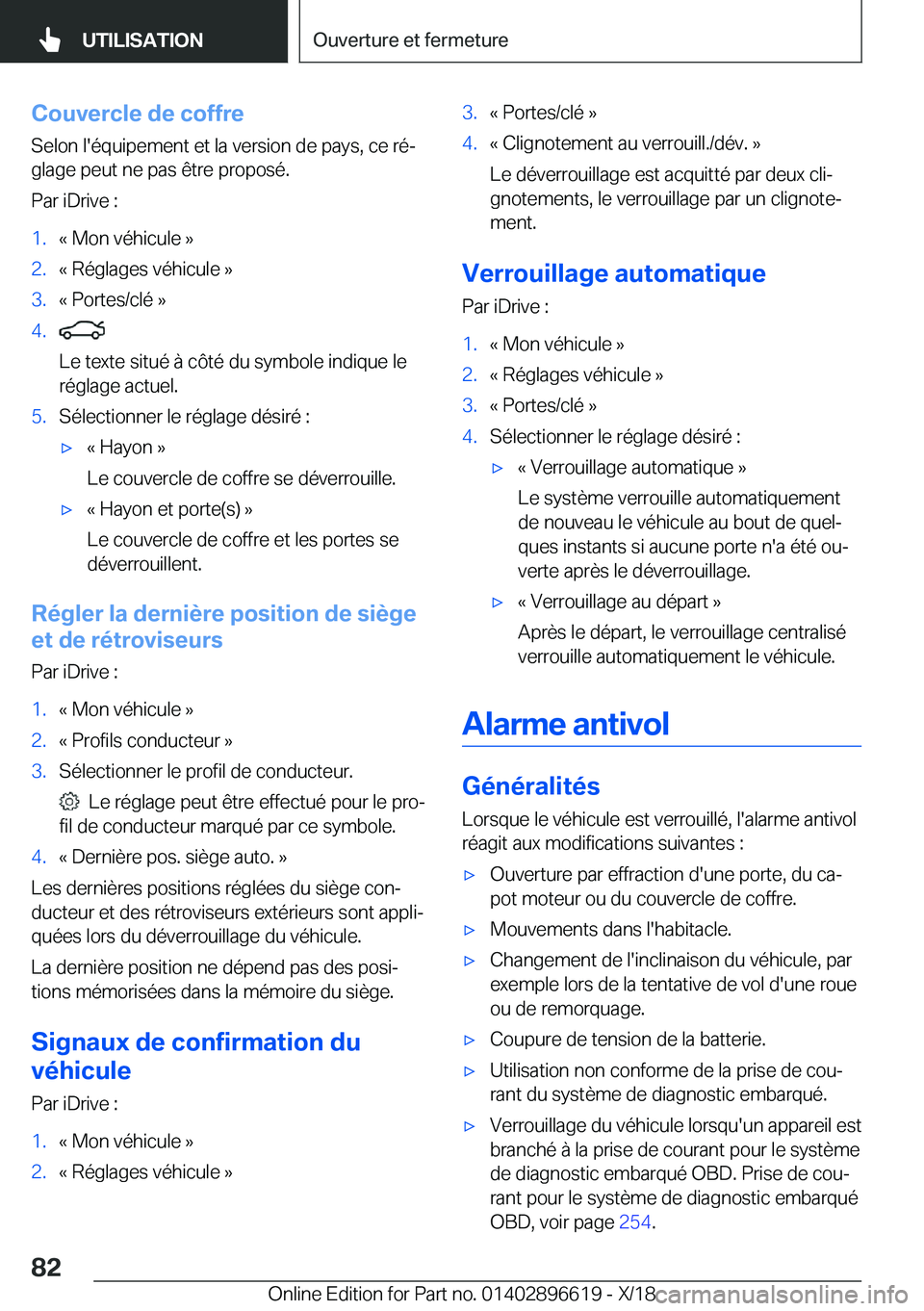 BMW M2 2019  Notices Demploi (in French) �C�o�u�v�e�r�c�l�e��d�e��c�o�f�f�r�e
�S�e�l�o�n��l�'�é�q�u�i�p�e�m�e�n�t��e�t��l�a��v�e�r�s�i�o�n��d�e��p�a�y�s�,��c�e��r�éj
�g�l�a�g�e��p�e�u�t��n�e��p�a�s��ê�t�r�e��p�r�o�p�o�