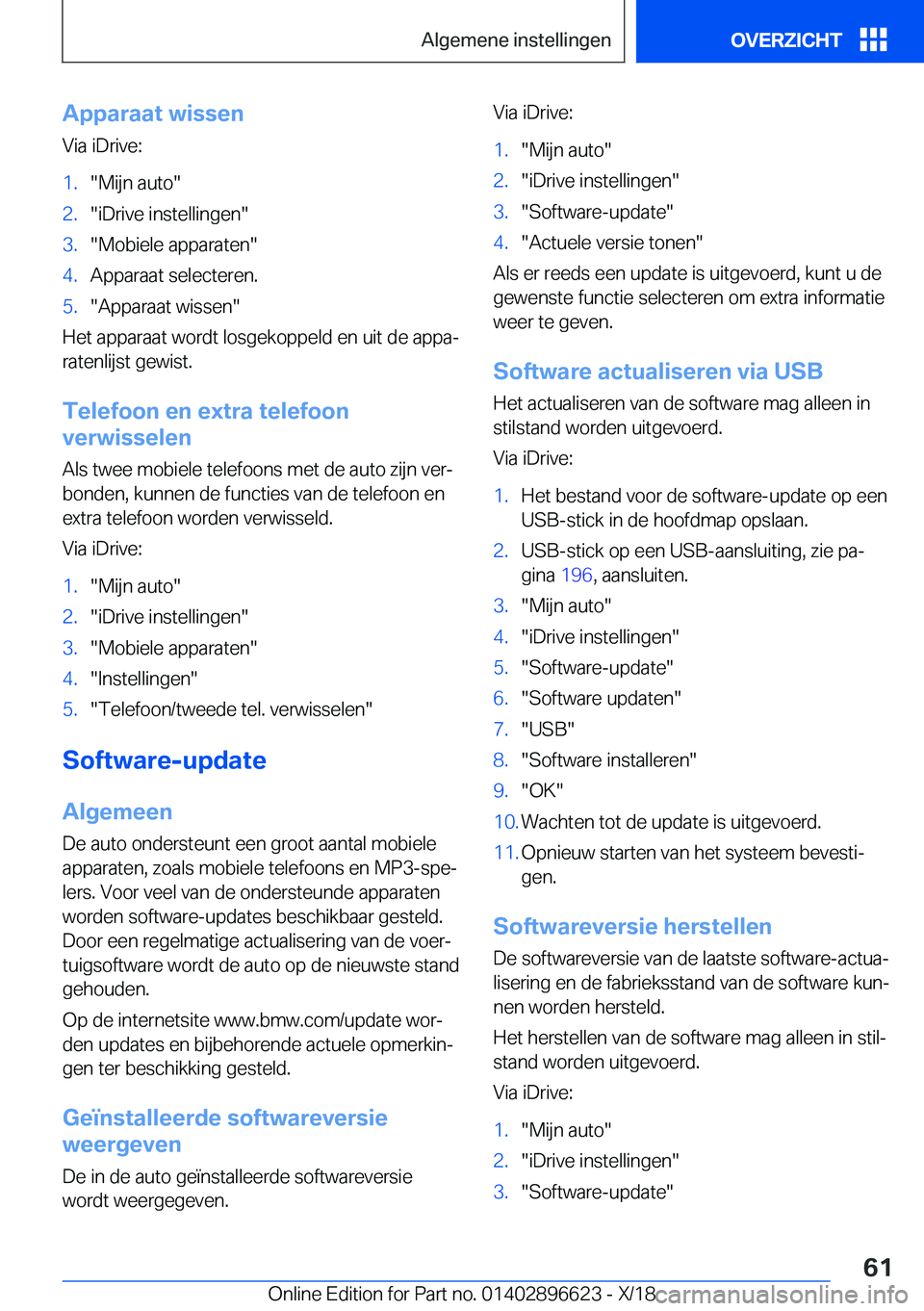 BMW M2 2019  Instructieboekjes (in Dutch) �A�p�p�a�r�a�a�t��w�i�s�s�e�n�V�i�a��i�D�r�i�v�e�:�1�.��M�i�j�n��a�u�t�o��2�.��i�D�r�i�v�e��i�n�s�t�e�l�l�i�n�g�e�n��3�.��M�o�b�i�e�l�e��a�p�p�a�r�a�t�e�n��4�.�A�p�p�a�r�a�a�t��s�e�l�e�c�t