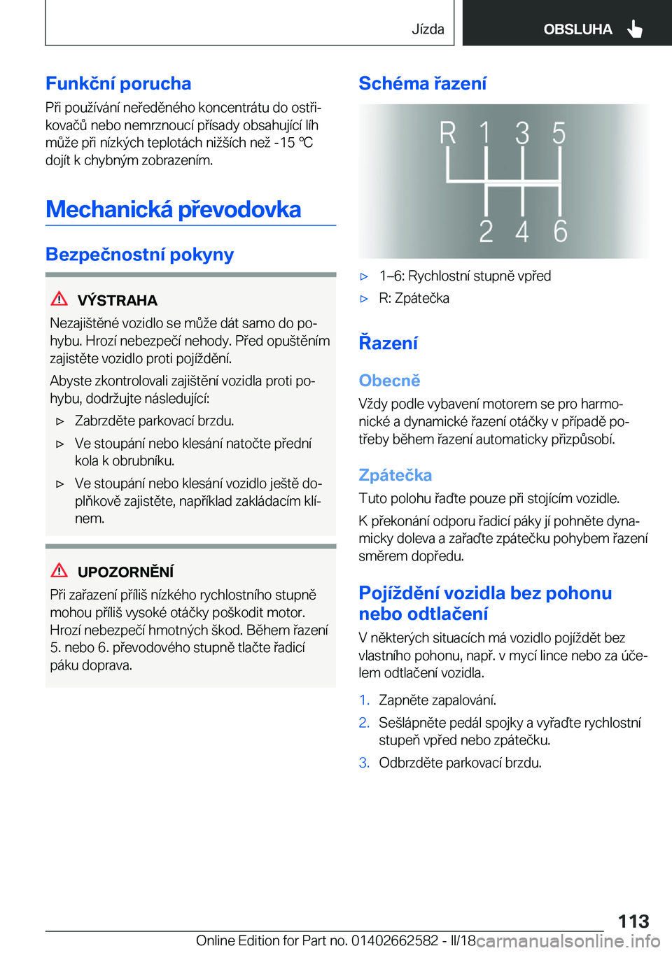 BMW M2 2018  Návod na použití (in Czech) �F�u�n�k�č�n�