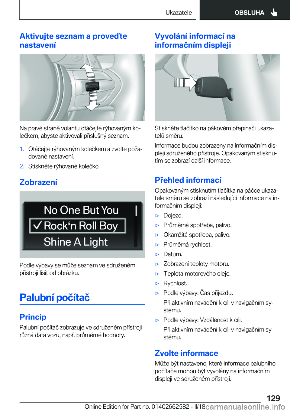 BMW M2 2018  Návod na použití (in Czech) �A�k�t�i�v�u�j�t�e��s�e�z�n�a�m��a��p�r�o�v�e�ď�t�e
�n�a�s�t�a�v�e�n�