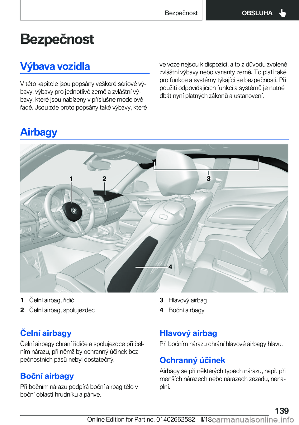 BMW M2 2018  Návod na použití (in Czech) �B�e�z�p�e�č�n�o�s�t�V�