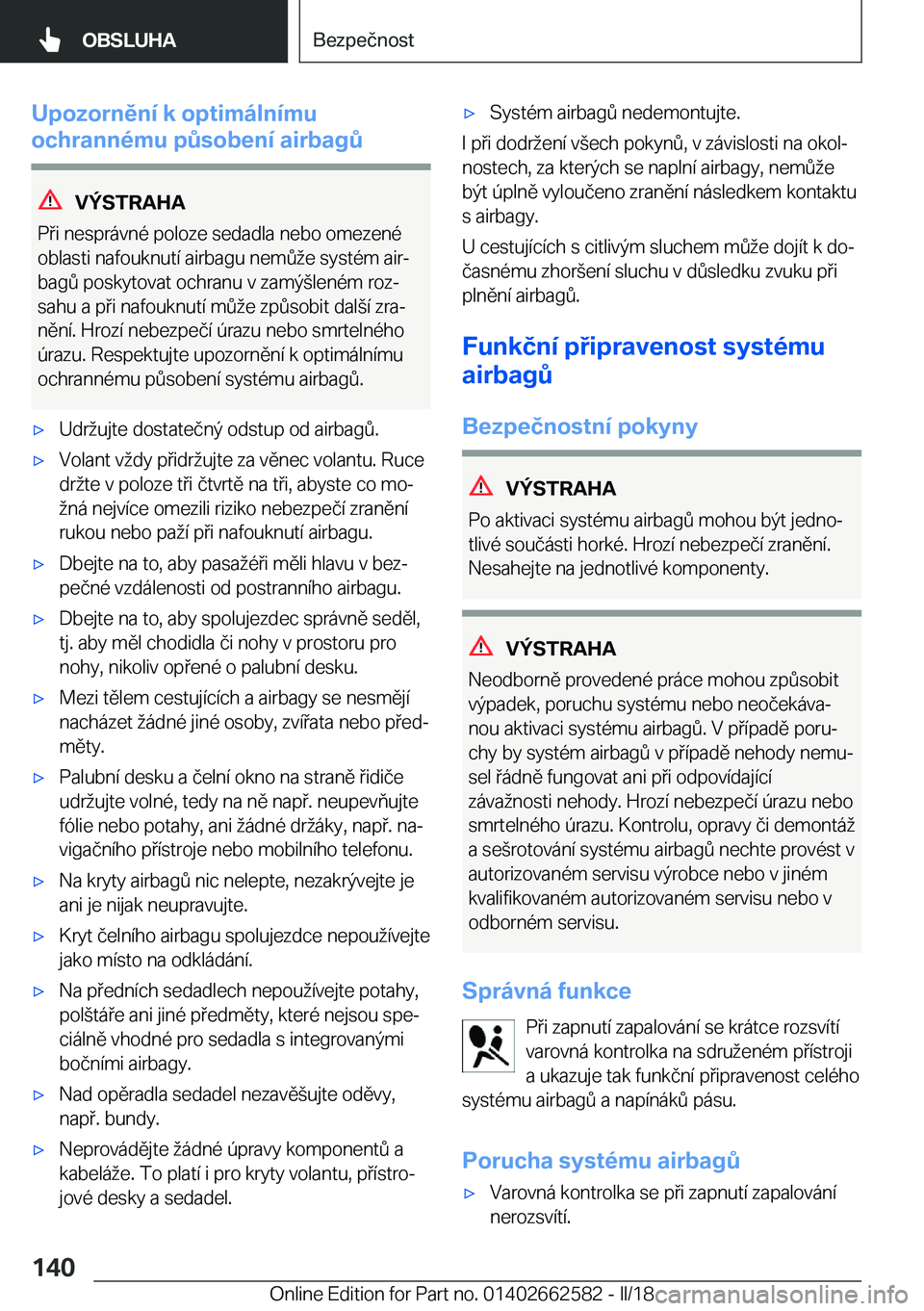 BMW M2 2018  Návod na použití (in Czech) �U�p�o�z�o�r�n�ě�n�