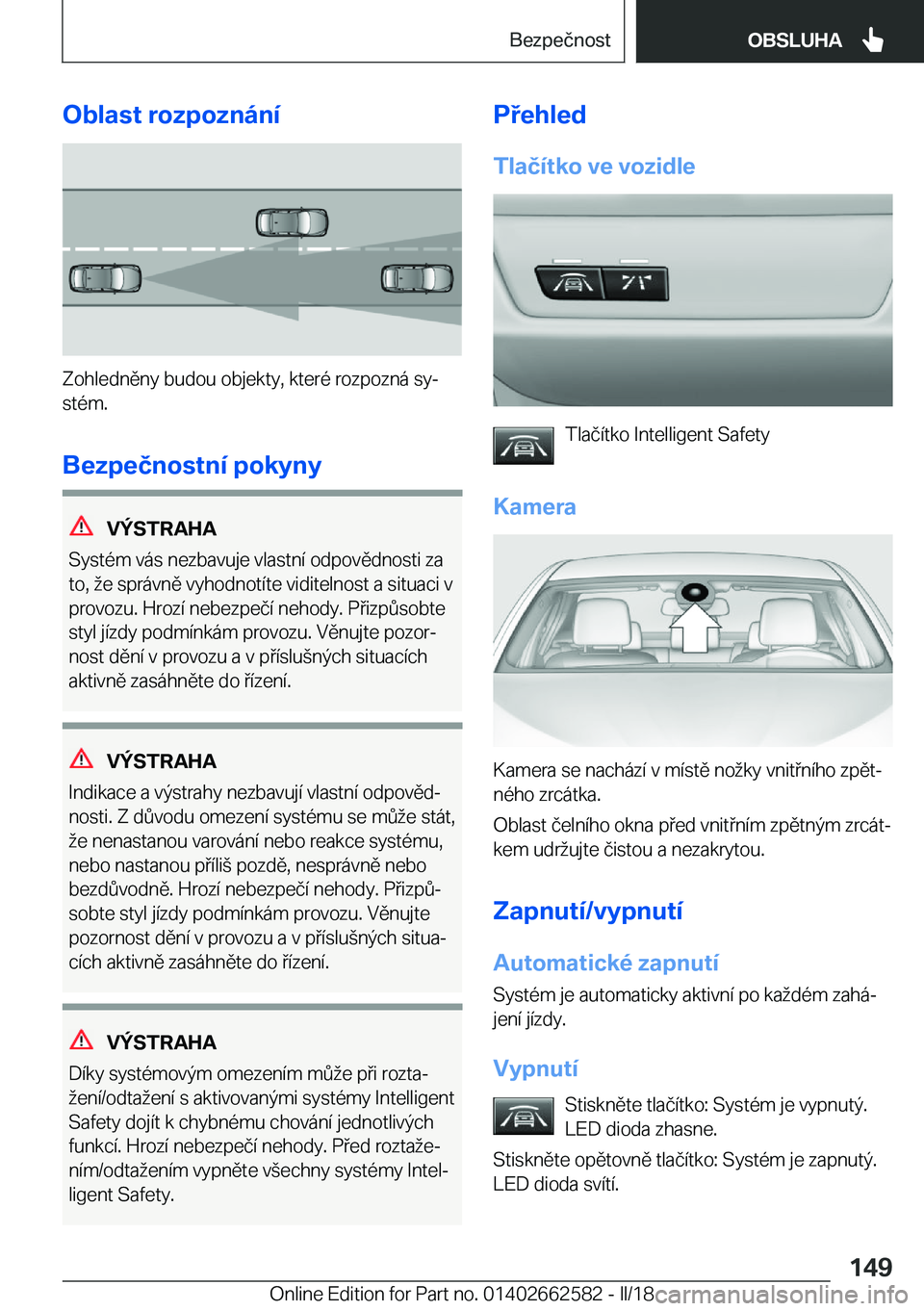 BMW M2 2018  Návod na použití (in Czech) �O�b�l�a�s�t��r�o�z�p�o�z�n�