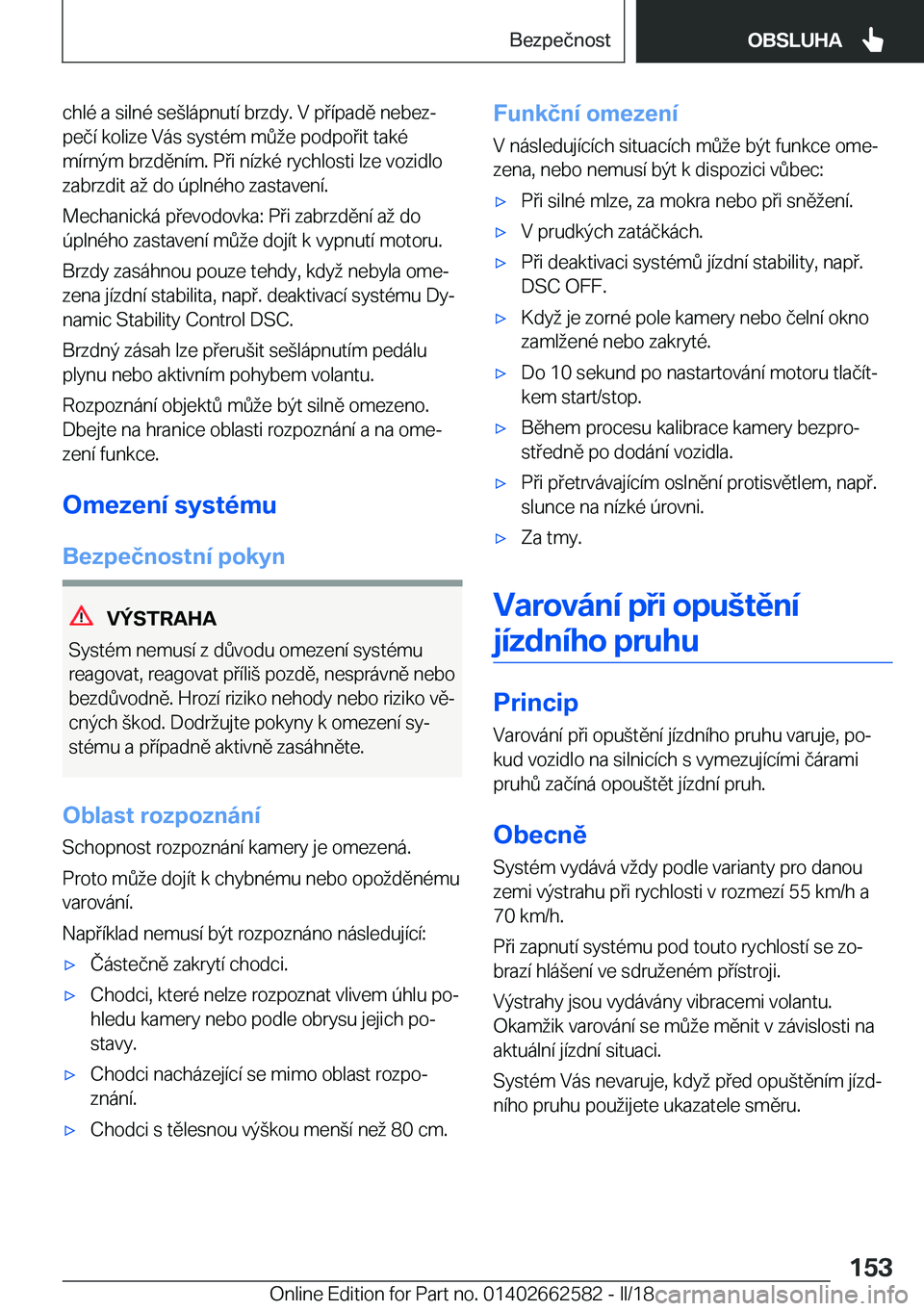 BMW M2 2018  Návod na použití (in Czech) �c�h�l�