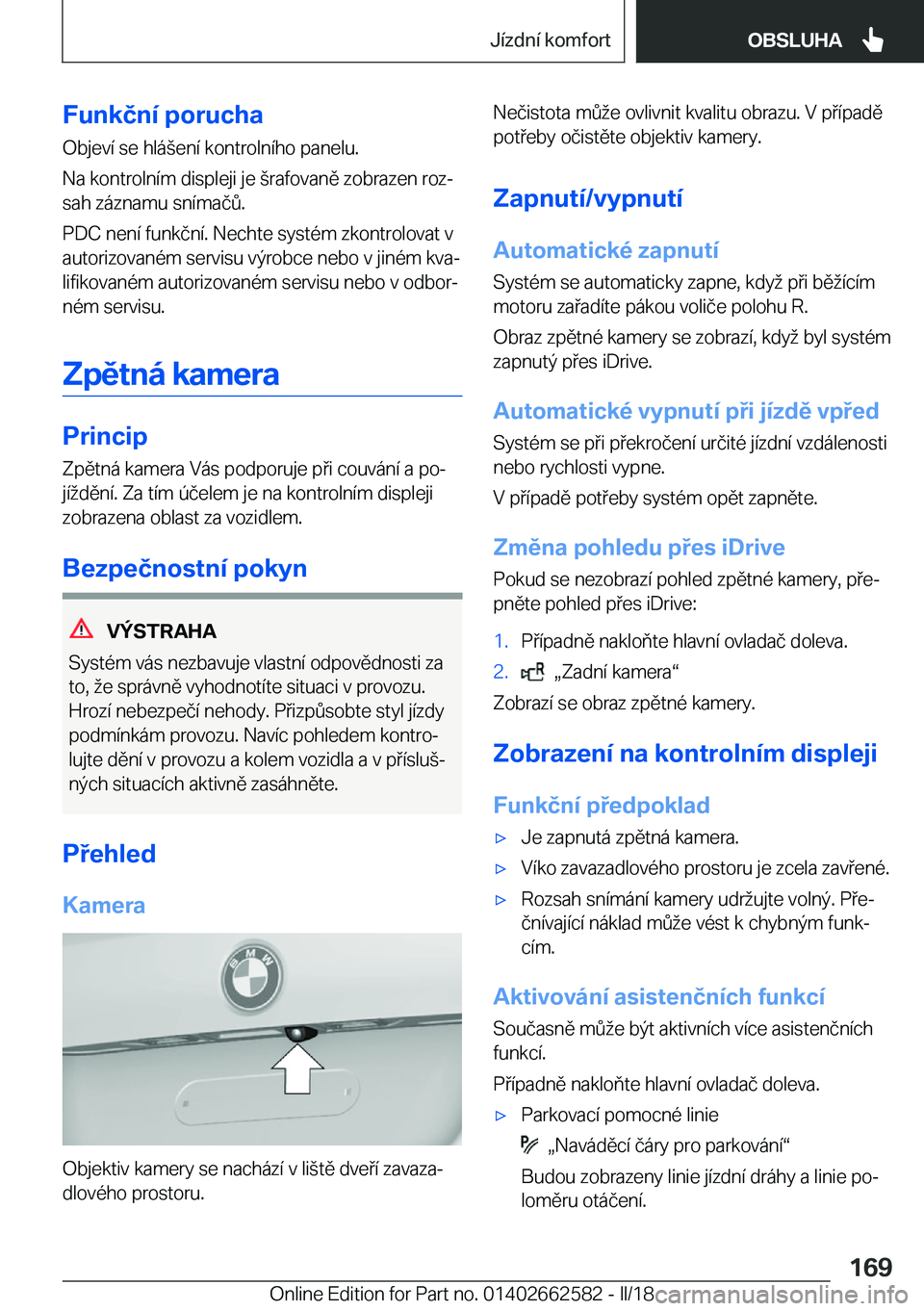 BMW M2 2018  Návod na použití (in Czech) �F�u�n�k�č�n�