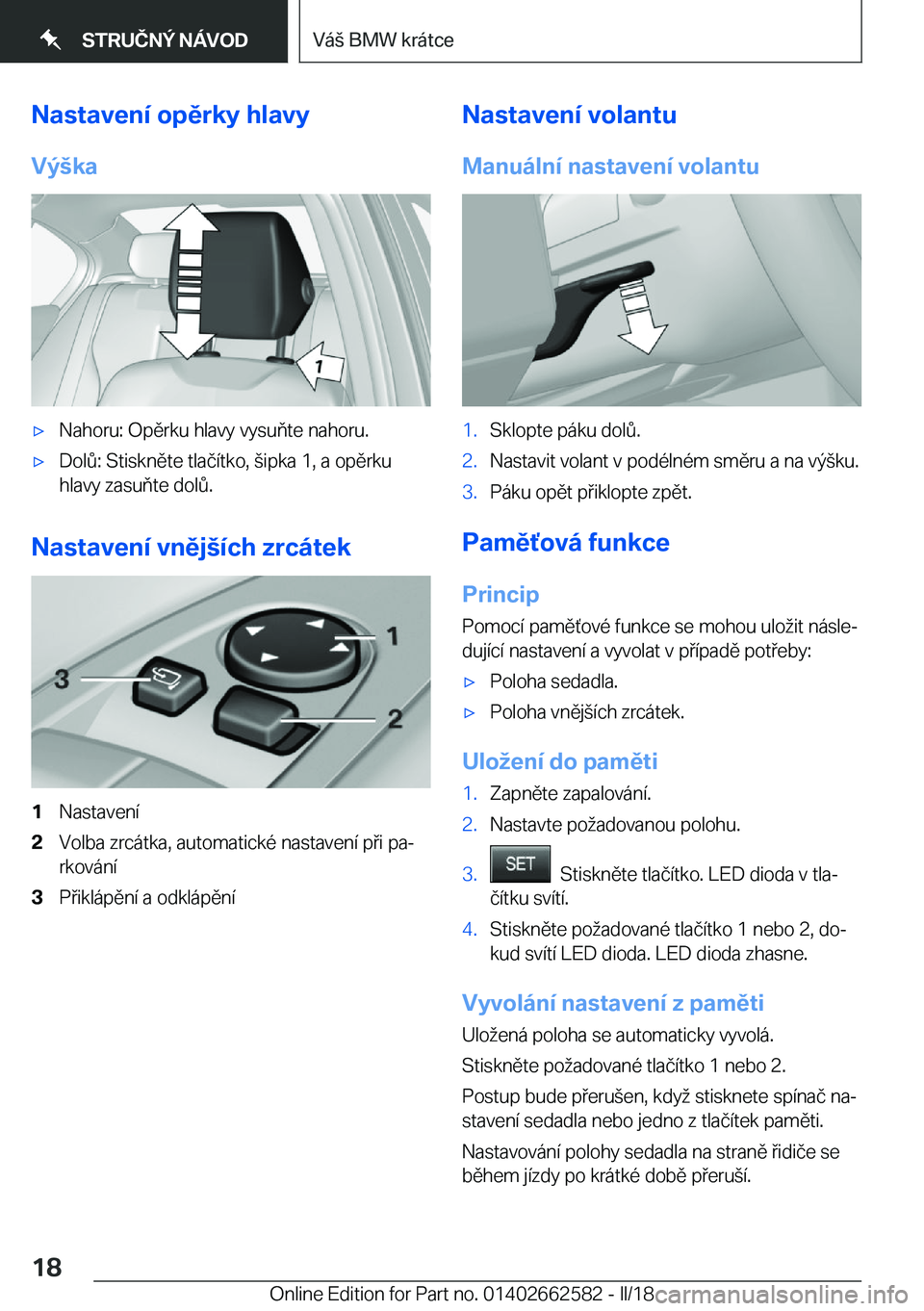 BMW M2 2018  Návod na použití (in Czech) �N�a�s�t�a�v�e�n�