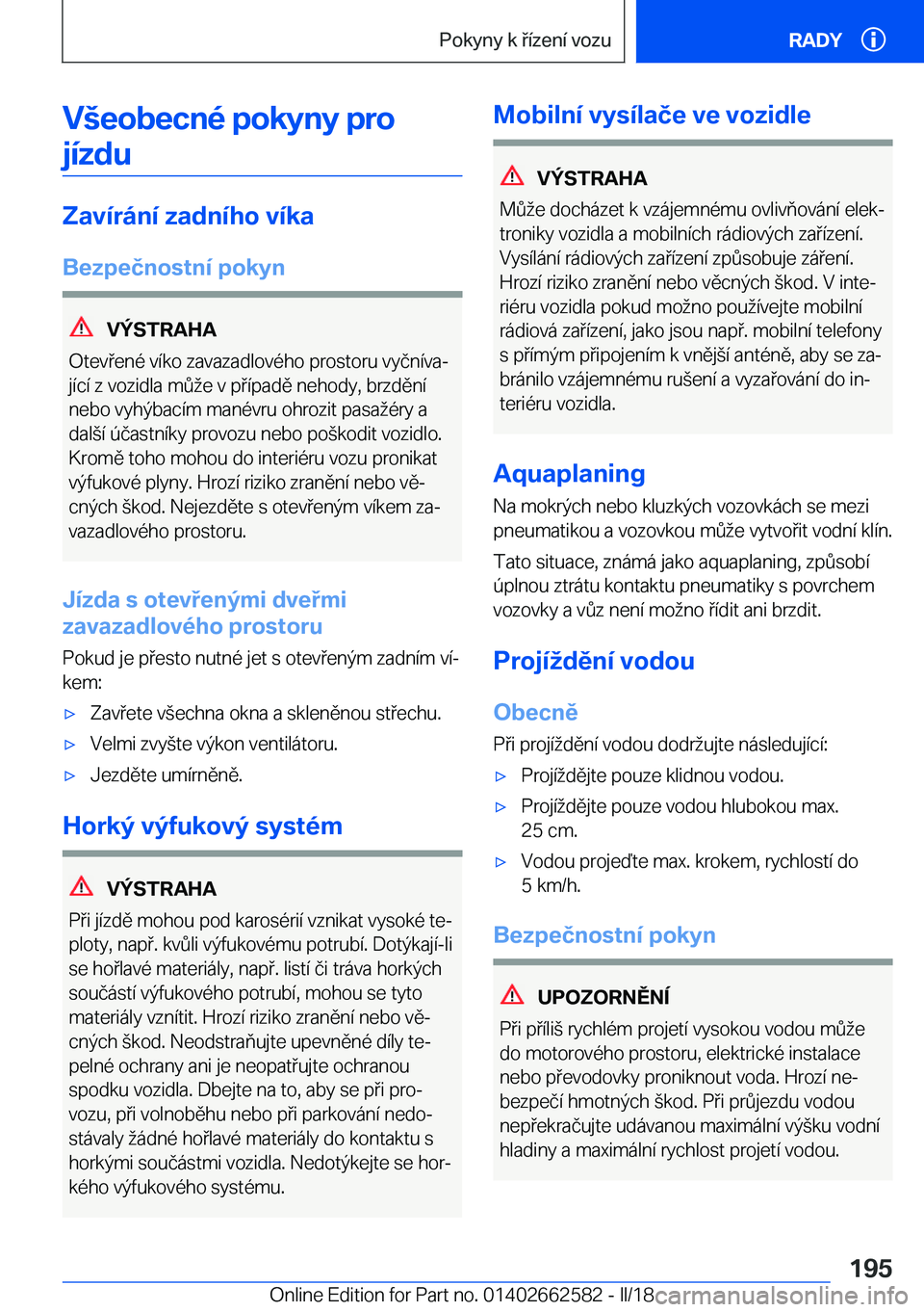 BMW M2 2018  Návod na použití (in Czech) �V	�e�o�b�e�c�n�