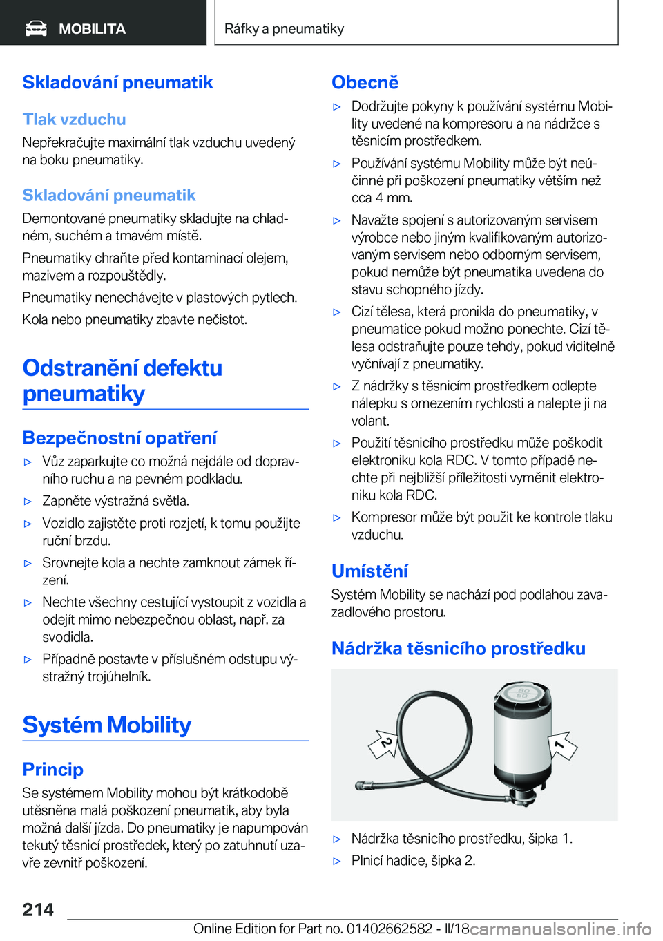 BMW M2 2018  Návod na použití (in Czech) �S�k�l�a�d�o�v�