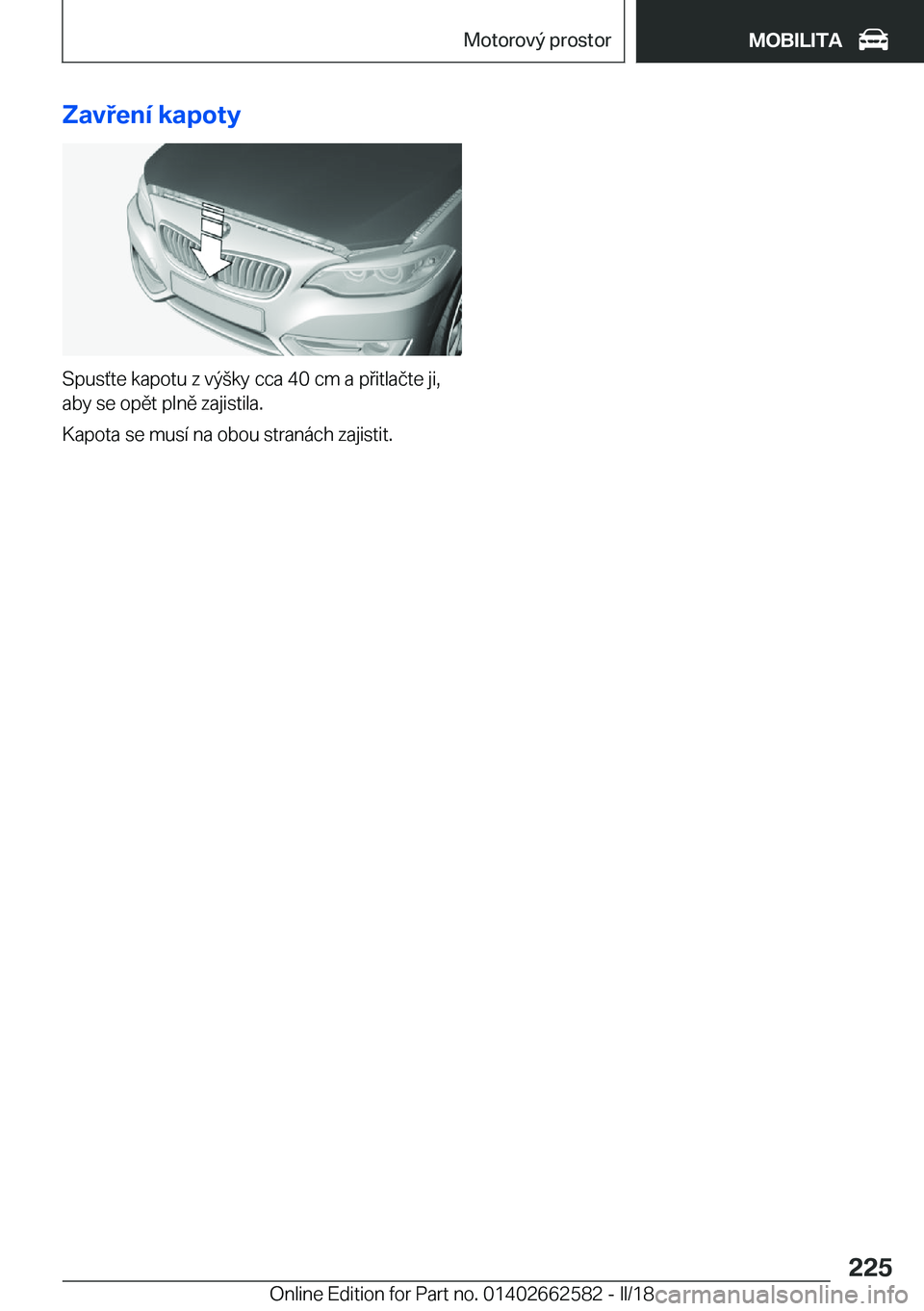 BMW M2 2018  Návod na použití (in Czech) �Z�a�v�e�n�