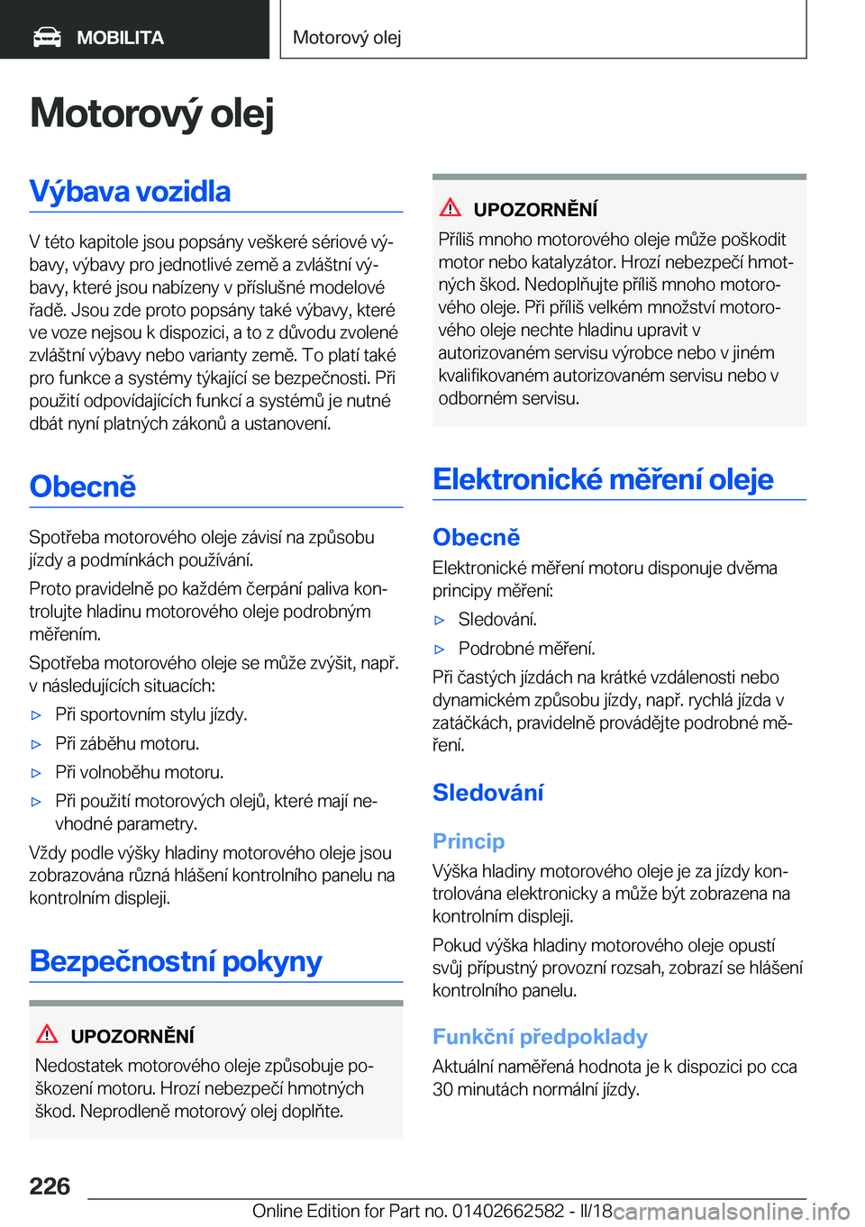 BMW M2 2018  Návod na použití (in Czech) �M�o�t�o�r�o�v�