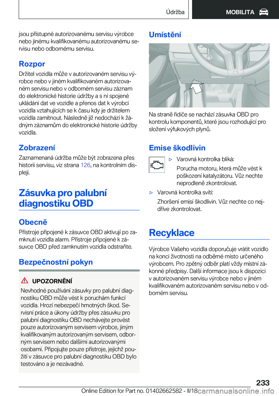 BMW M2 2018  Návod na použití (in Czech) �j�s�o�u� �p �