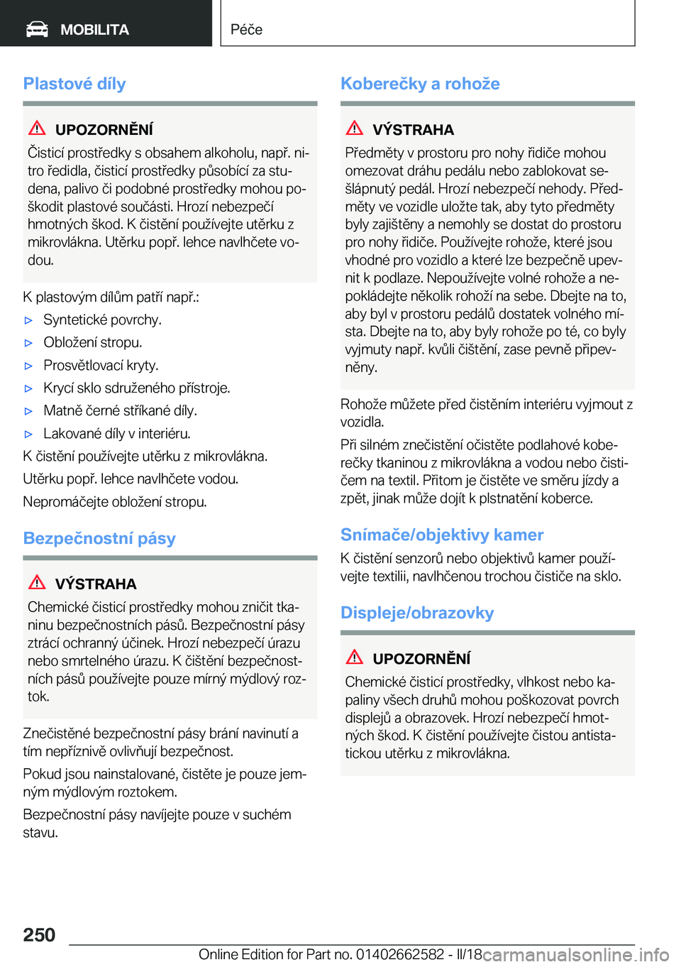 BMW M2 2018  Návod na použití (in Czech) �P�l�a�s�t�o�v�