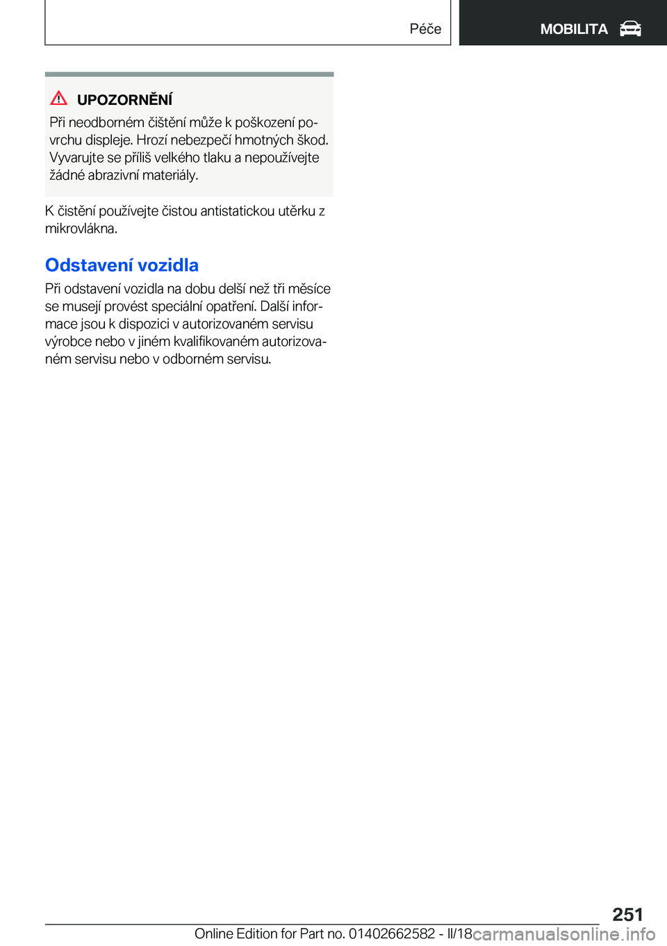 BMW M2 2018  Návod na použití (in Czech) �U�P�O�Z�O�R�N�Ě�N�