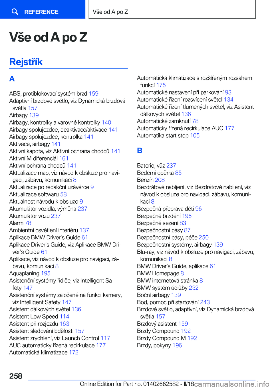 BMW M2 2018  Návod na použití (in Czech) �V	�e��o�d��A��p�o��Z�R�e�j�s�t�