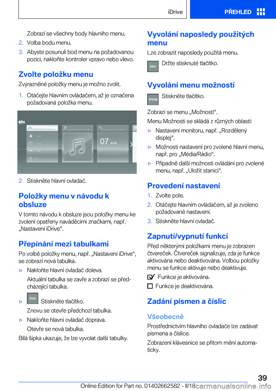 BMW M2 2018  Návod na použití (in Czech) �Z�o�b�r�a�z�