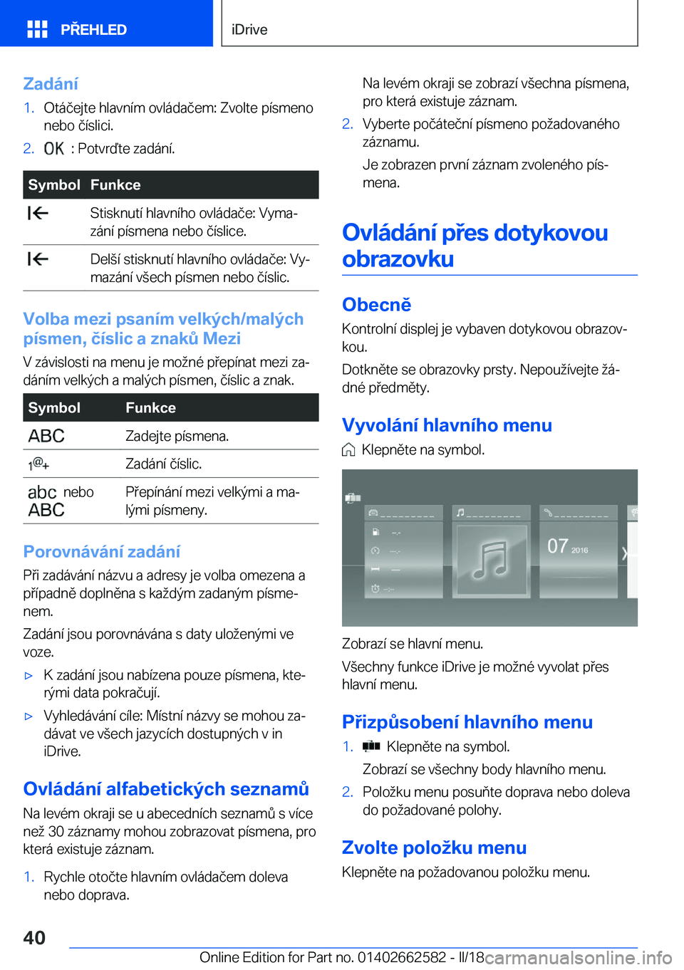 BMW M2 2018  Návod na použití (in Czech) �Z�a�d�