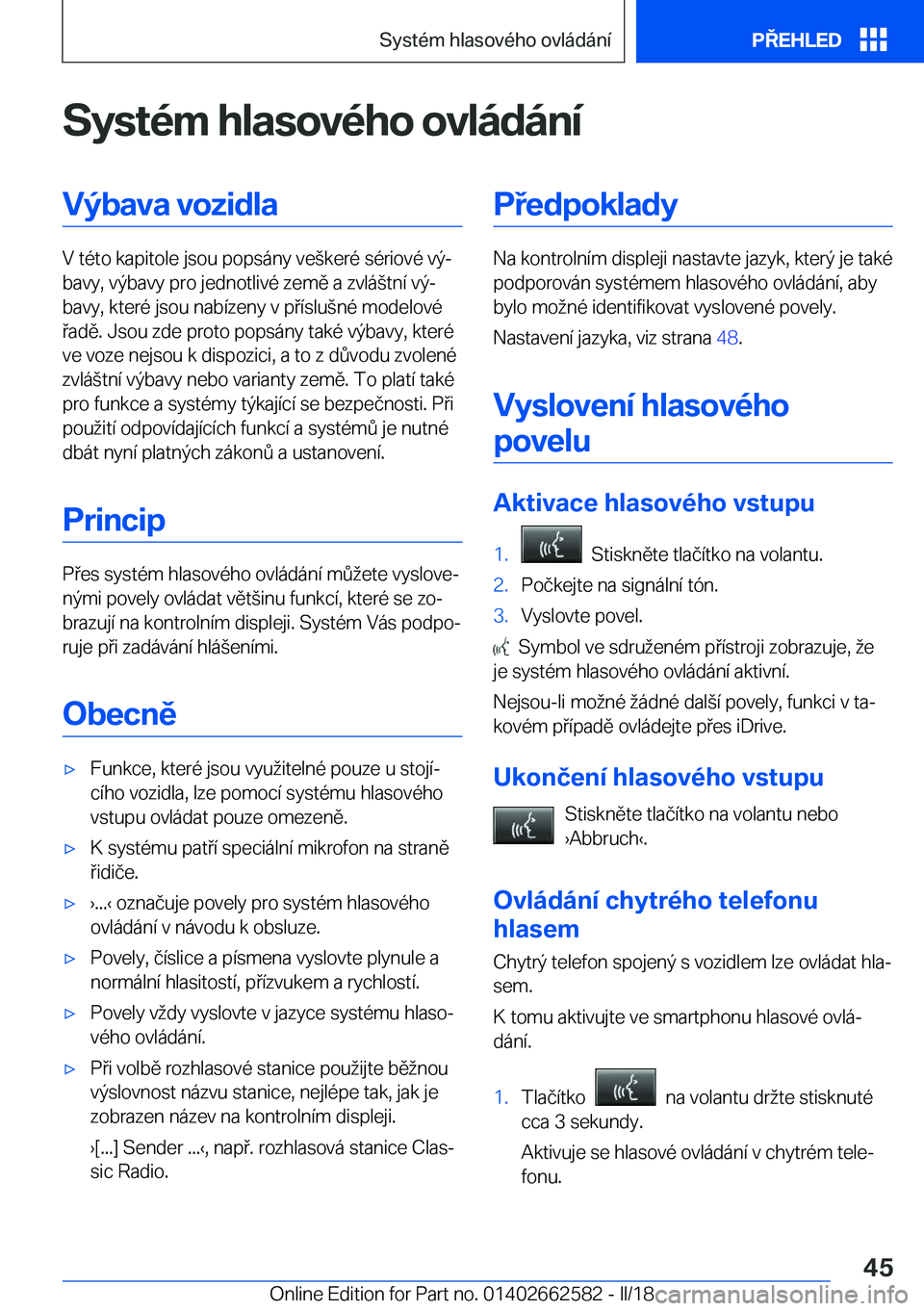 BMW M2 2018  Návod na použití (in Czech) �S�y�s�t�