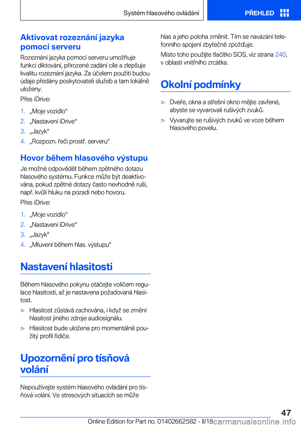 BMW M2 2018  Návod na použití (in Czech) �A�k�t�i�v�o�v�a�t��r�o�z�e�z�n�