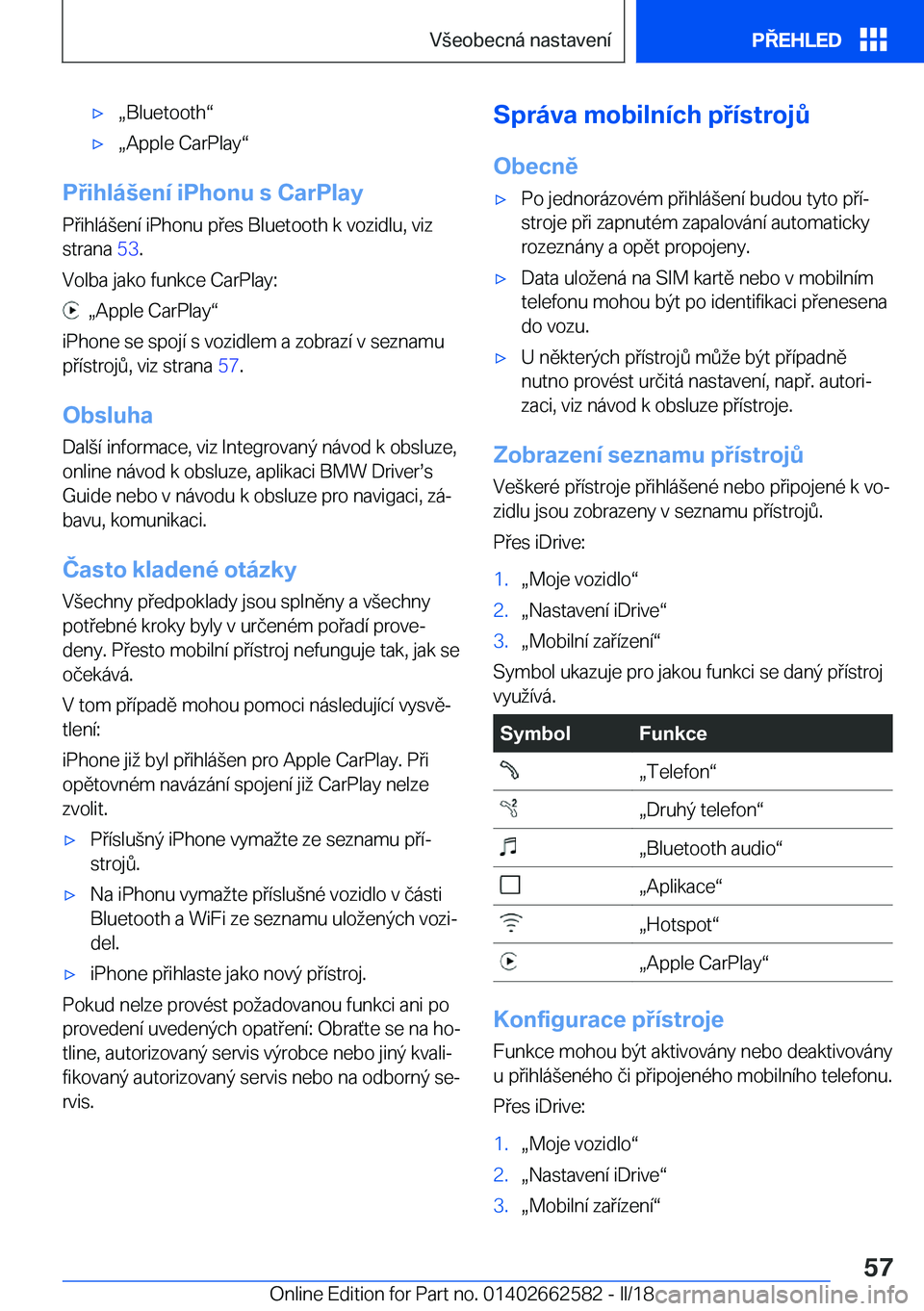 BMW M2 2018  Návod na použití (in Czech) 'xx�B�l�u�e�t�o�o�t�hv'xx�A�p�p�l�e� �C�a�r�P�l�a�yv
�P�i�h�l�