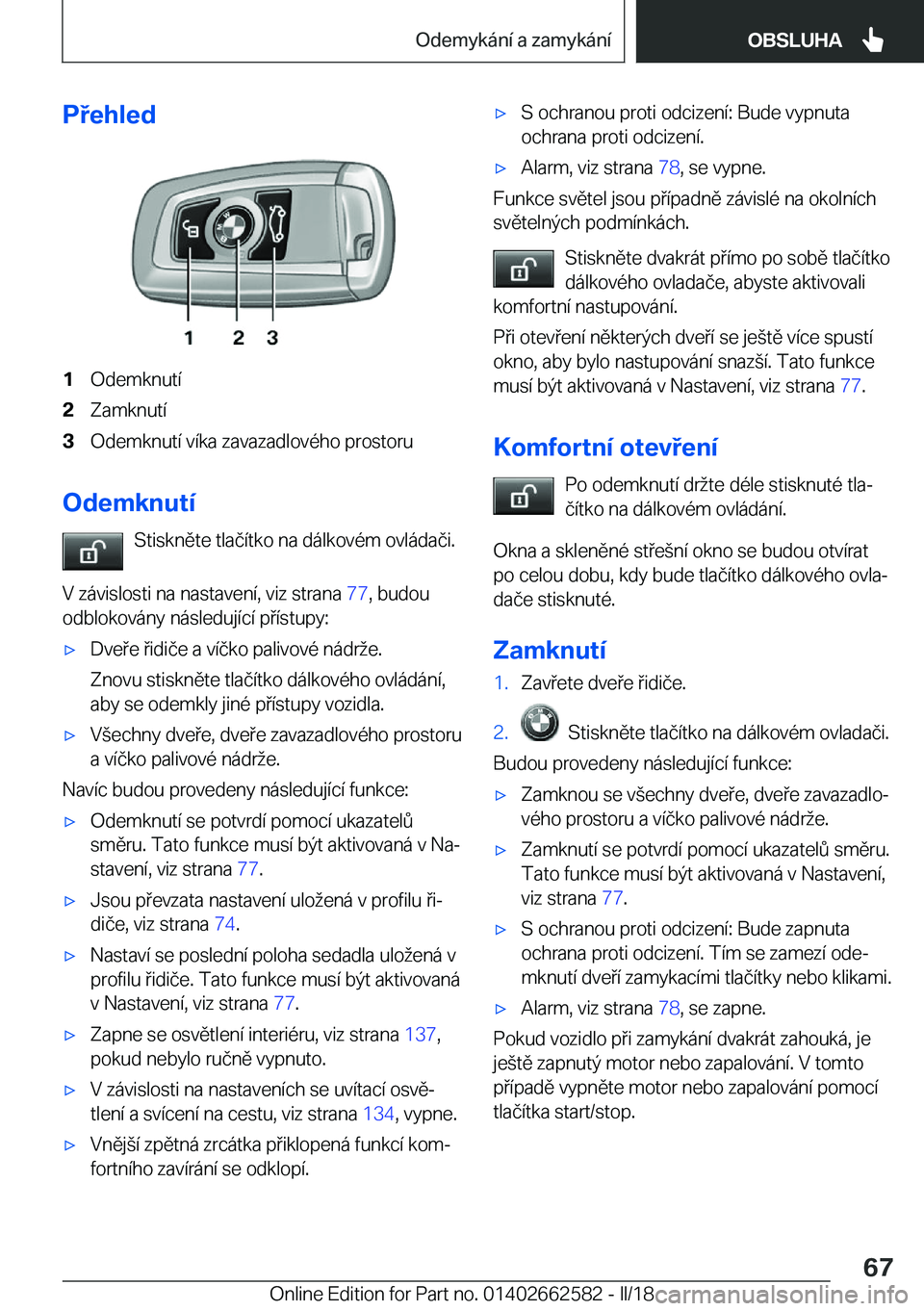 BMW M2 2018  Návod na použití (in Czech) �P�e�h�l�e�d�1�O�d�e�m�k�n�u�t�