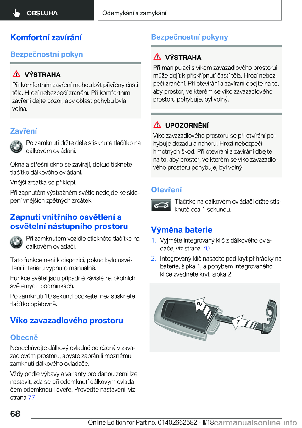 BMW M2 2018  Návod na použití (in Czech) �K�o�m�f�o�r�t�n�