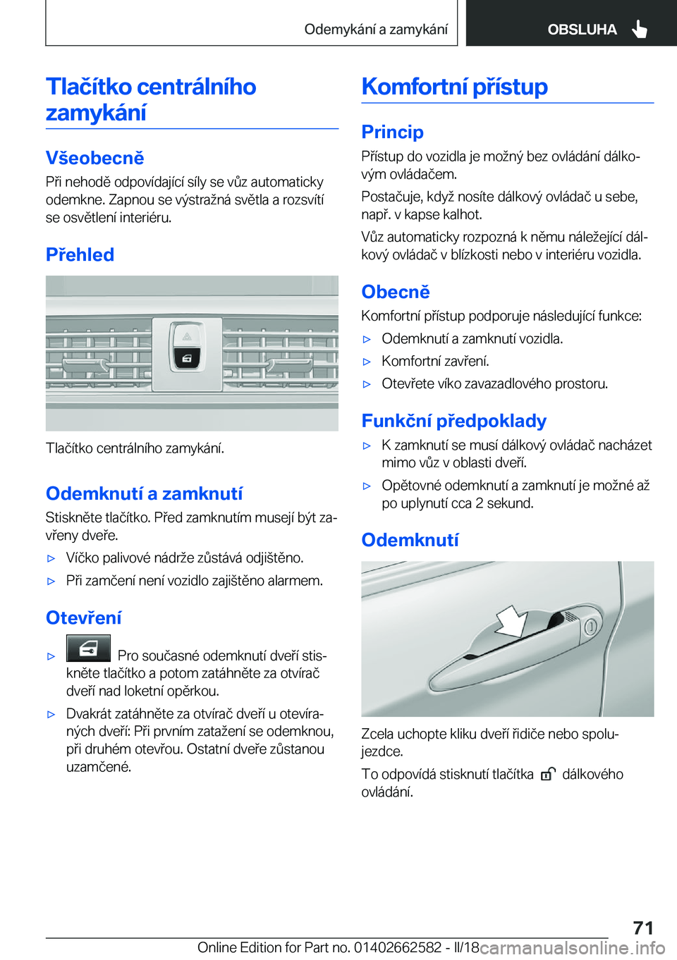 BMW M2 2018  Návod na použití (in Czech) �T�l�a�č�