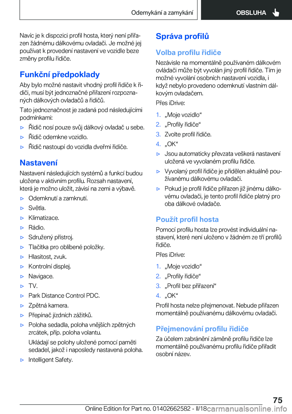 BMW M2 2018  Návod na použití (in Czech) �N�a�v�